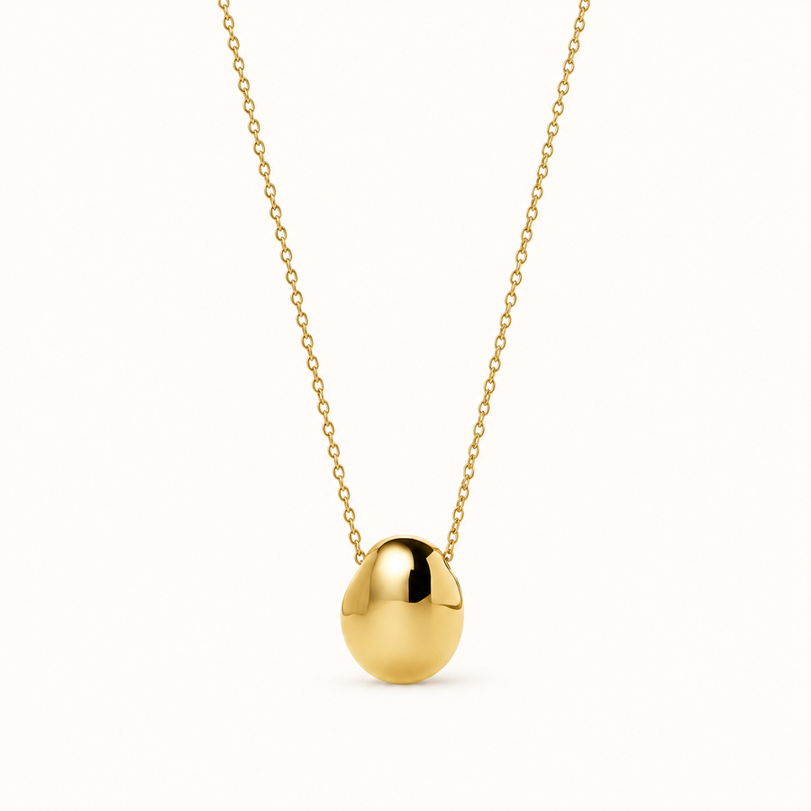 Gold Pebble Pendant Necklace