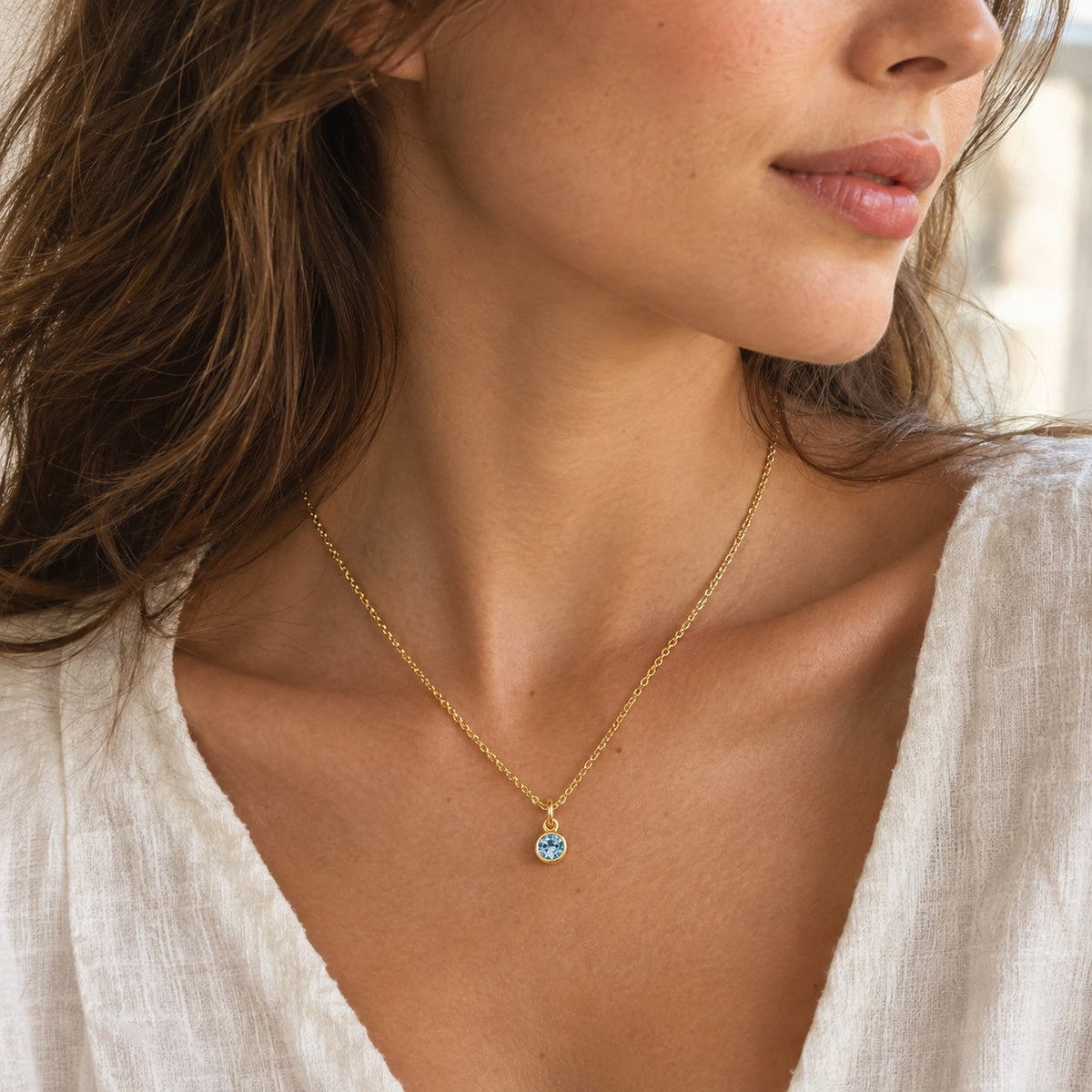 Birthstone Charm Necklace on model