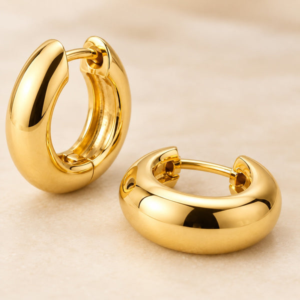 Chunky Huggie Hoops detail