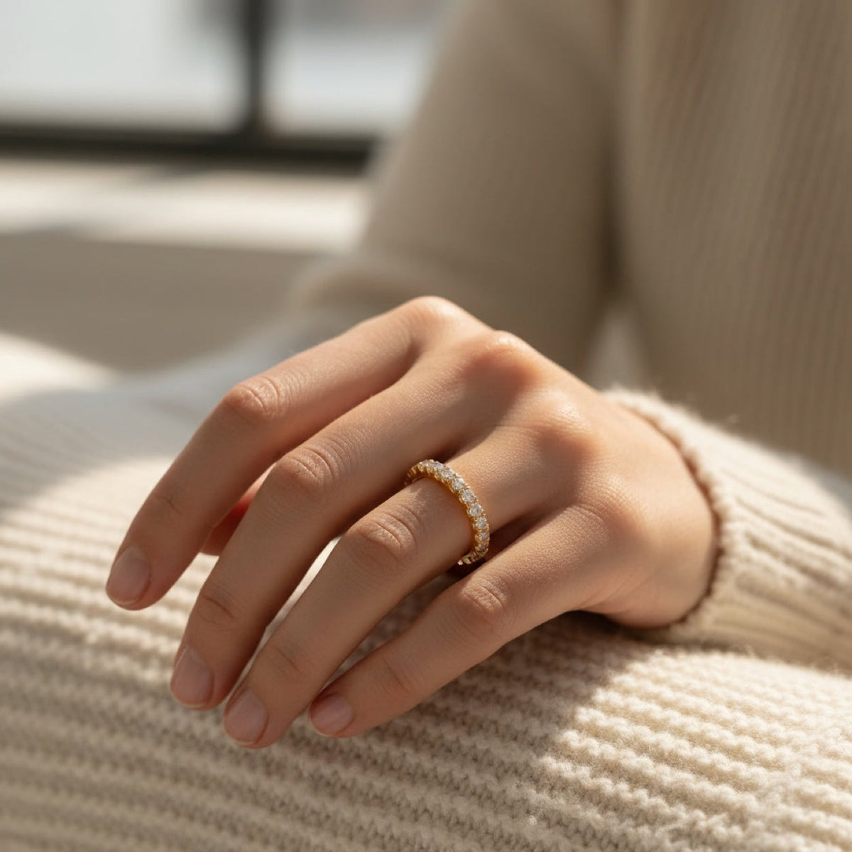 Eternity Band Ring on model