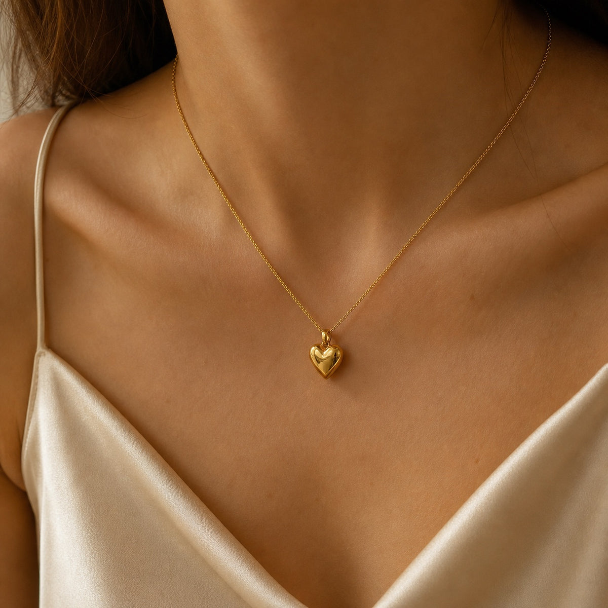 Heart Charm Necklace worn
