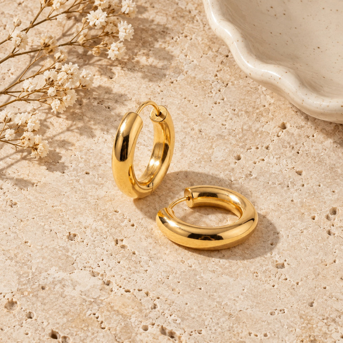 Polished Hoop Earrings styled
