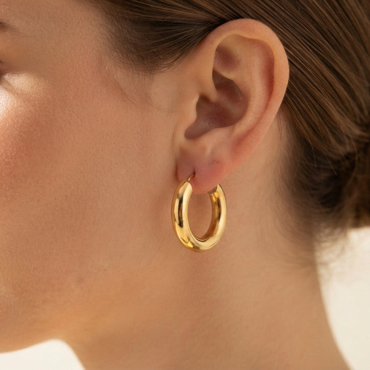 Polished Hoop Earrings worn