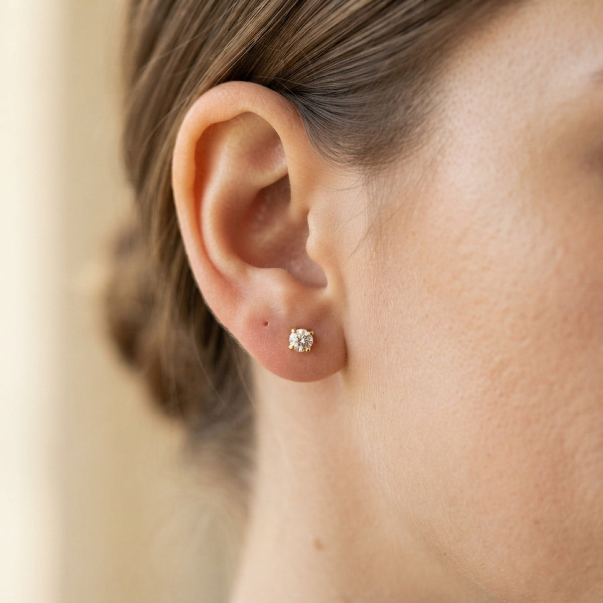 Solitaire Stud Earrings worn