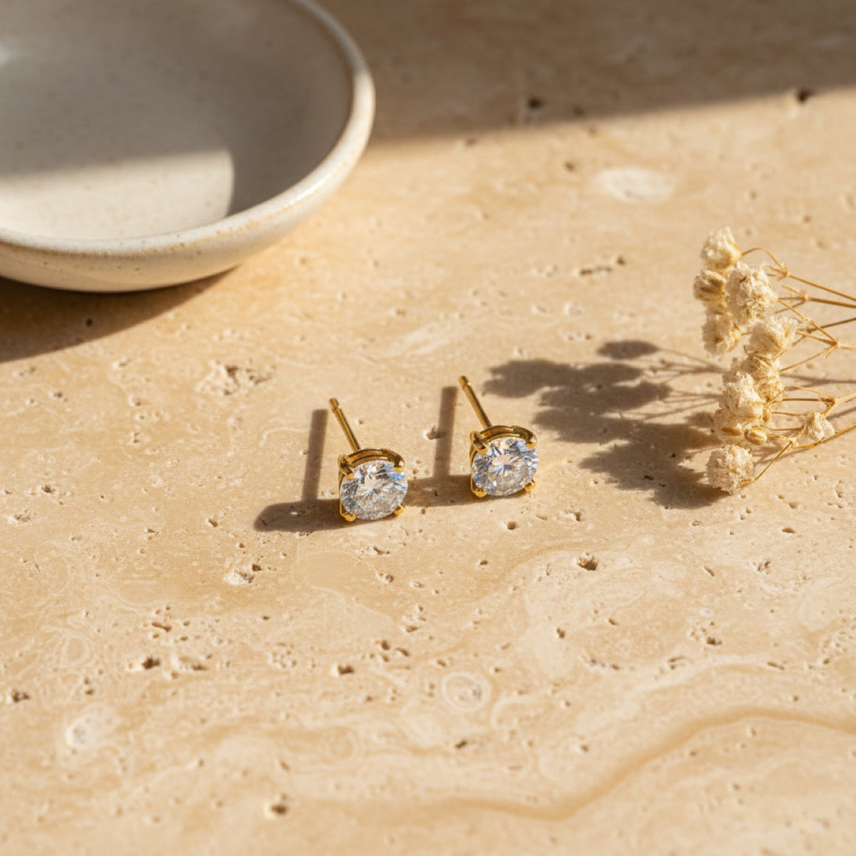 Solitaire Stud Earrings styled