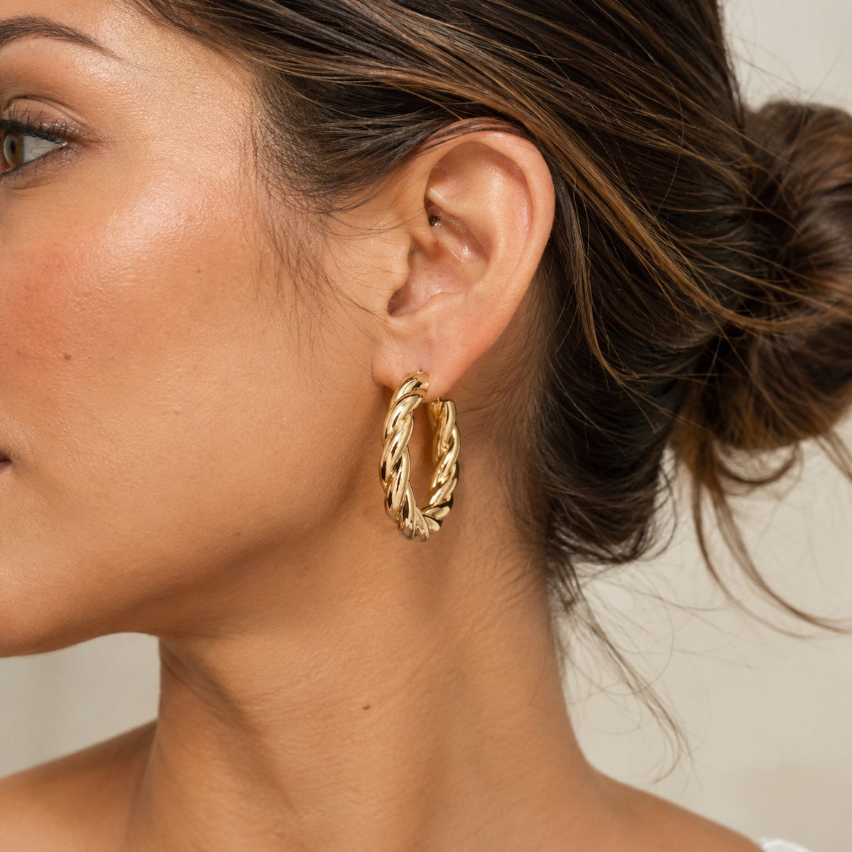 Twisted Hoop Earrings worn