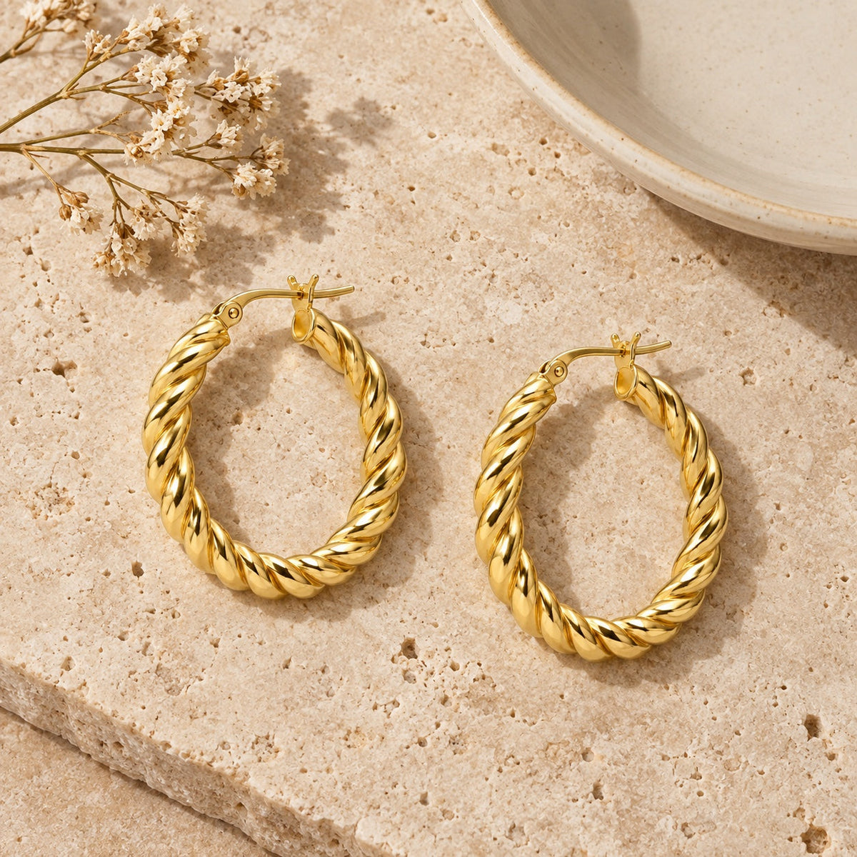 Twisted Hoop Earrings styled